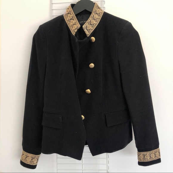 Zara Military Style Velvet Jacket - Picture 2 of 7
